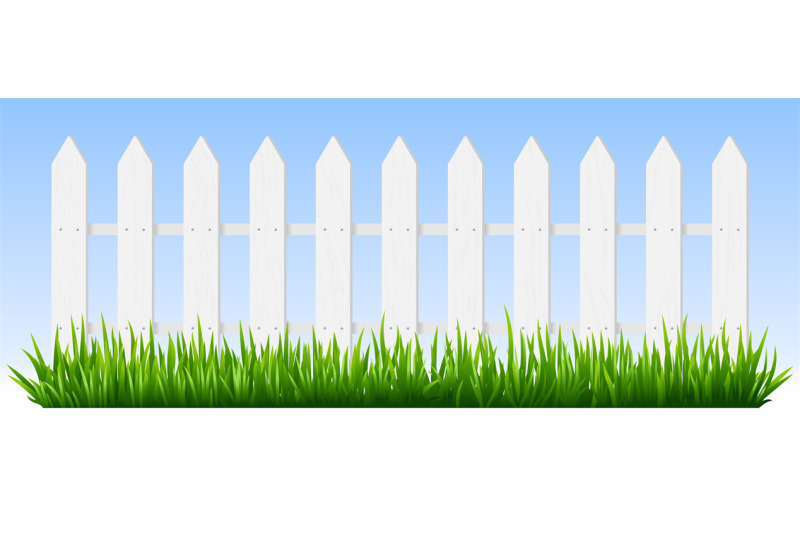 realistic-wooden-fence-green-grass-on-white-wooden-picket-fence-suns