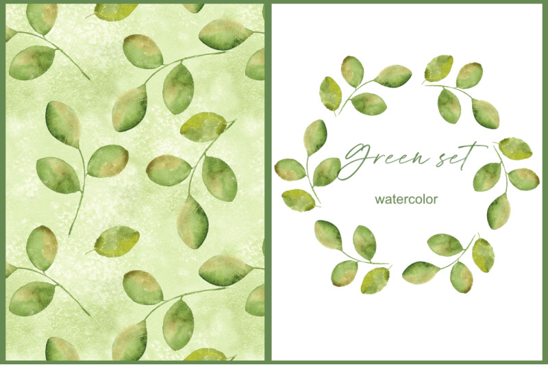green-simple-set-patterns-and-wreath