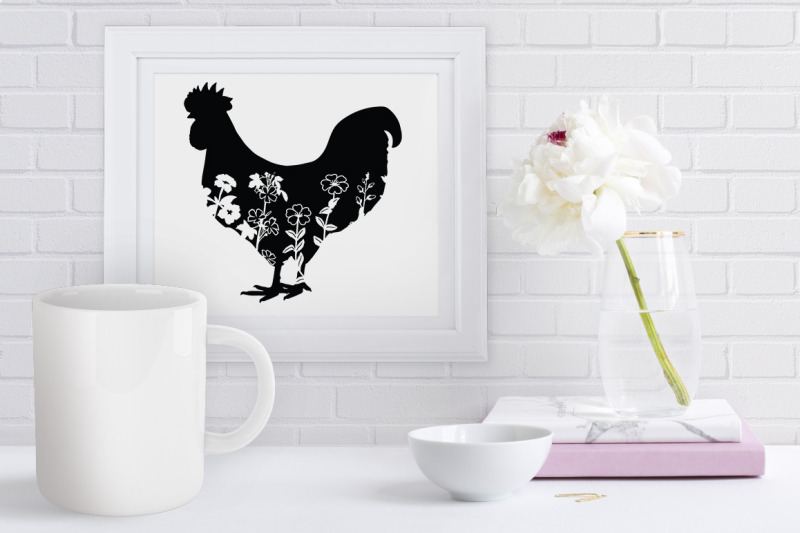 Download Floral Chicken SVG, Floral Rooster Svg, Floral Hen Svg, By ...