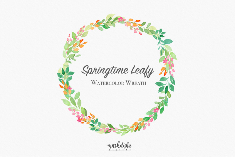 springtime-leafy-watercolor-wreath