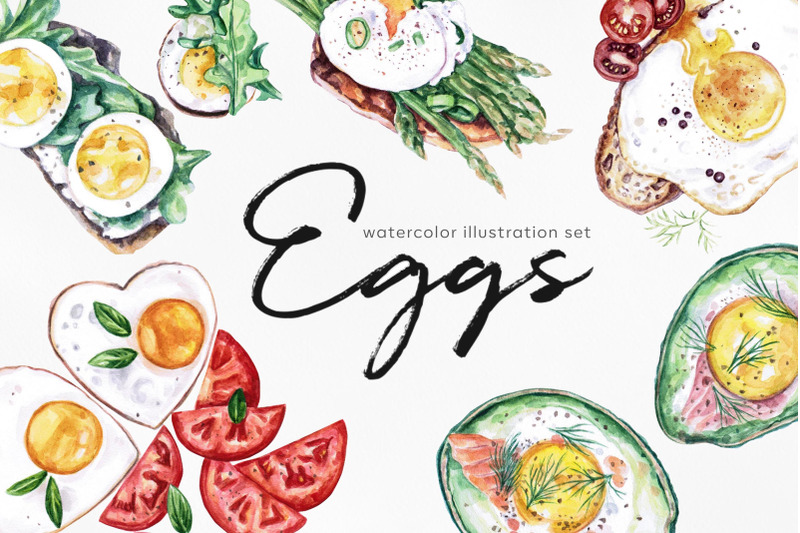 watercolor-food-set-illustrations-eggs-foods-egg