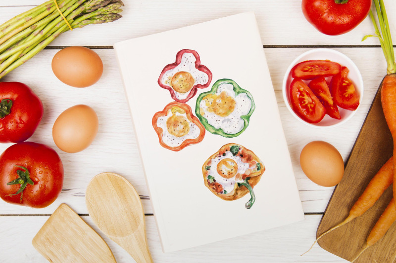 watercolor-food-set-illustrations-eggs-foods-egg