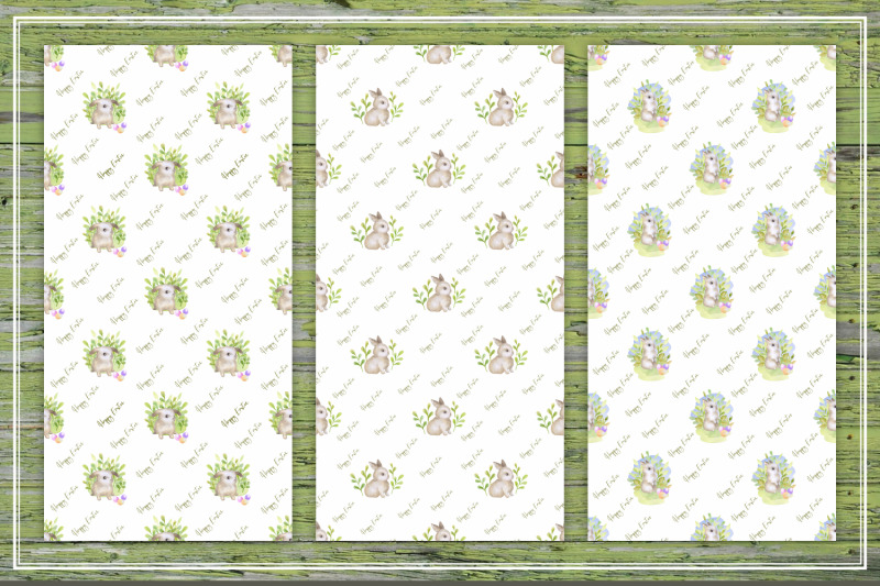 follow-the-bunny-watercolor-easter-seamless-patterns