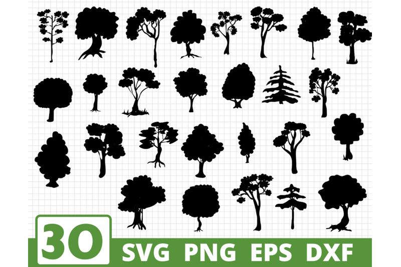 TREES SILHOUETTE SVG BUNDLE | Trees vector | Tree cut file ...