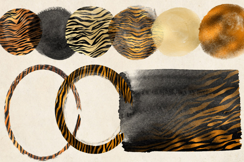 golden-tiger-brush-strokes-clipart