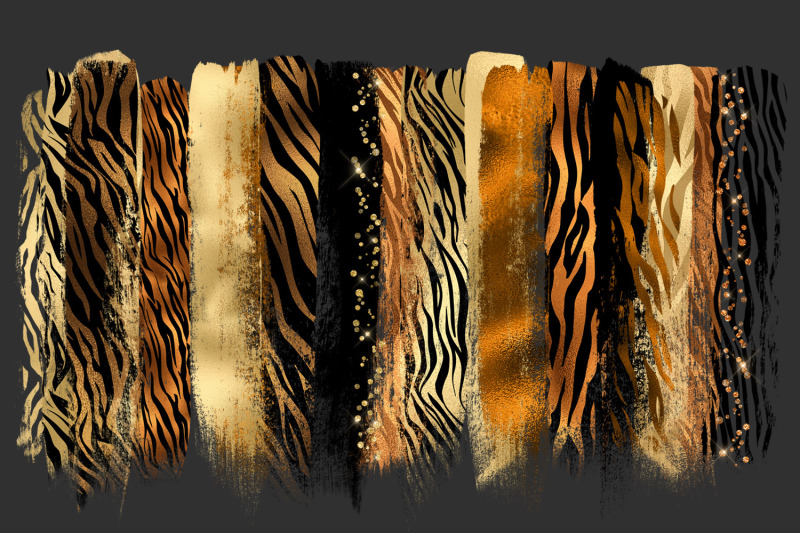 golden-tiger-brush-strokes-clipart