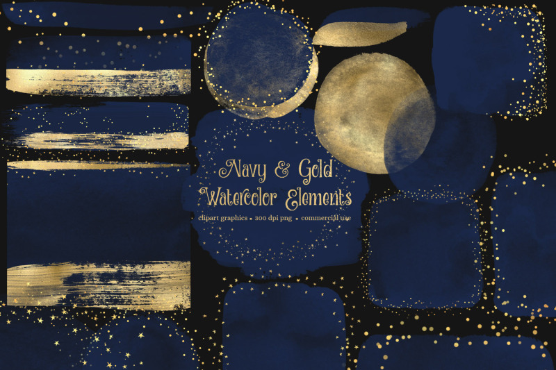 navy-and-gold-watercolor-elements