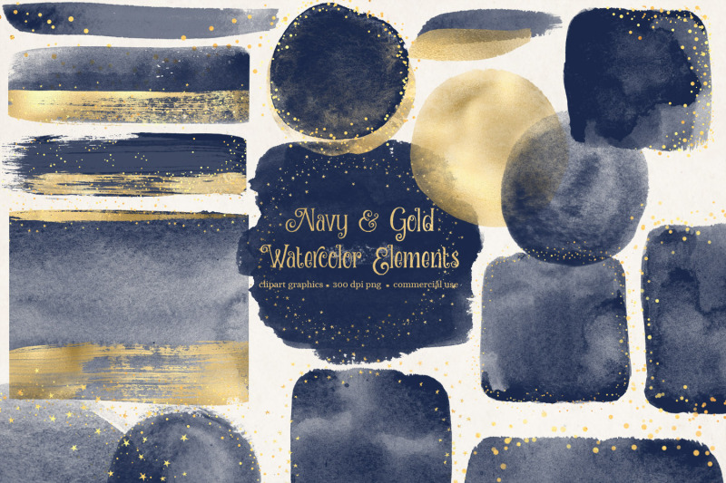 navy-and-gold-watercolor-elements