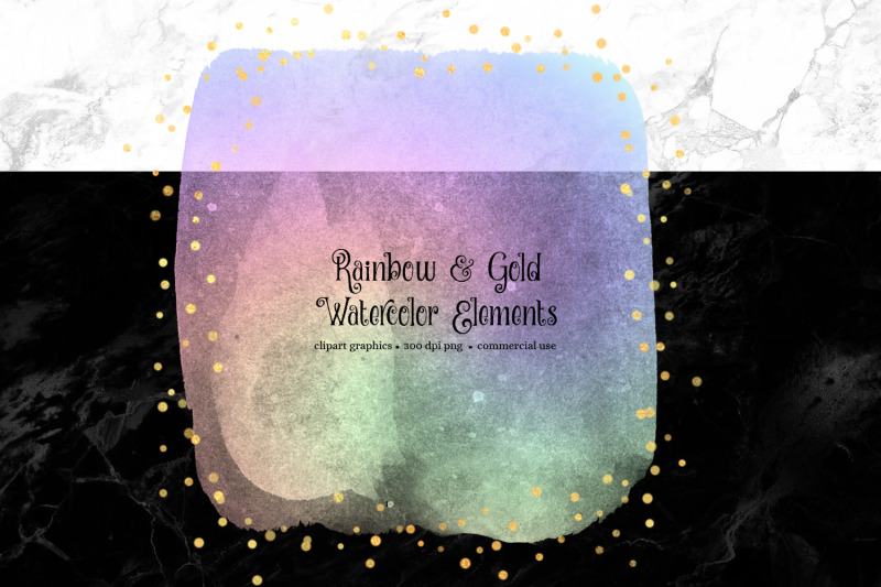 rainbow-and-gold-watercolor-elements