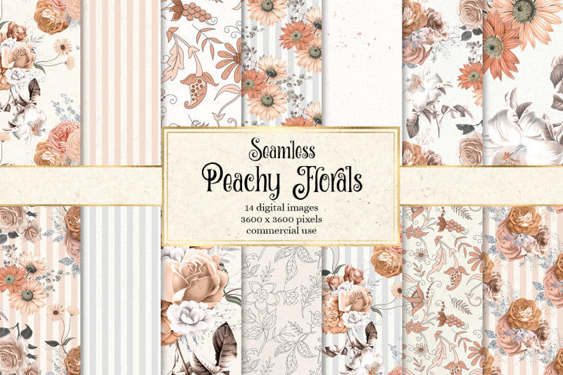 peachy-floral-digital-paper