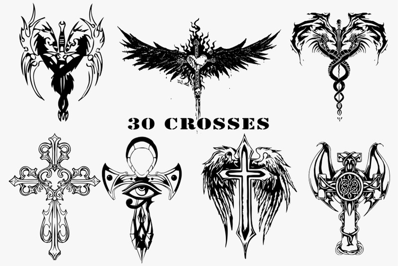 30-cross-icons-hand-drawn-vector