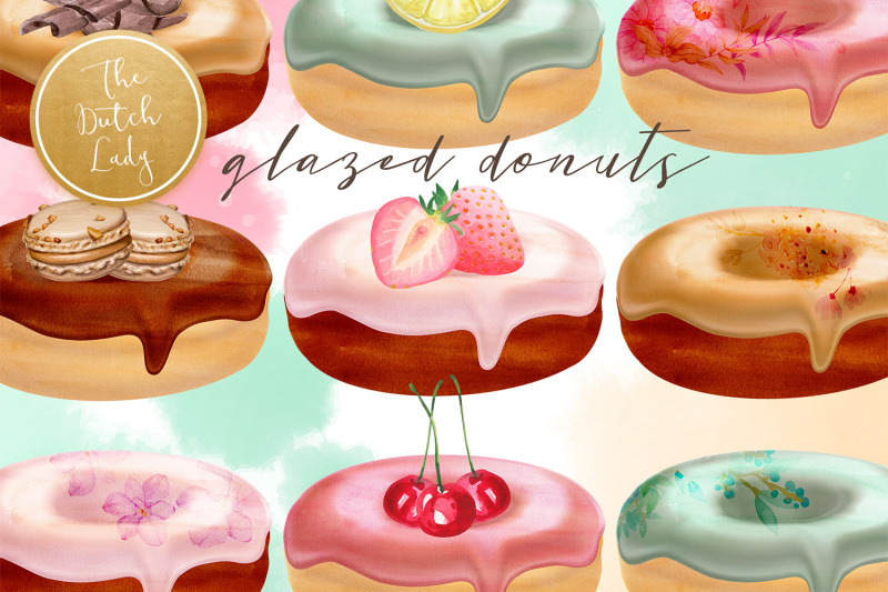glazed-decorated-donuts-clipart-set