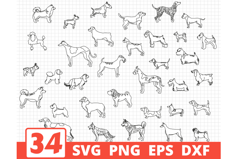 dog-breeds-svg-bundle-colored-silhouette-amp-sketch