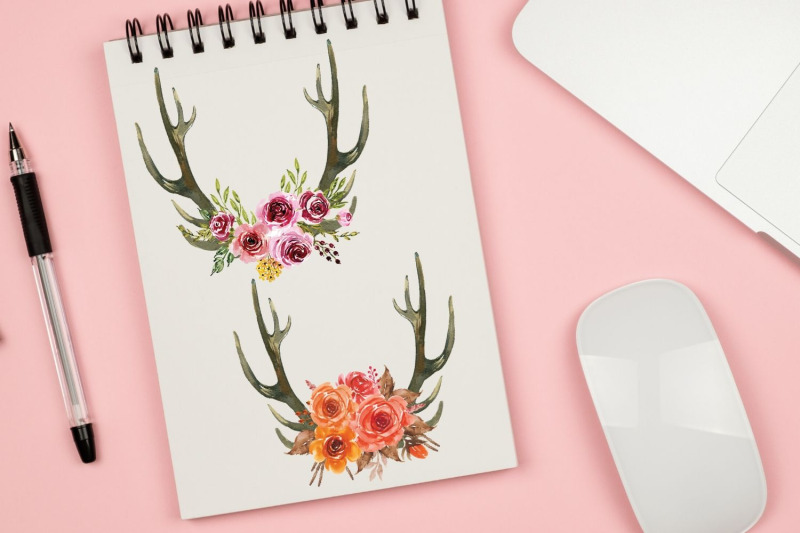 boho-deer-an-flowers-horns-antlers-deer-floral-bouquets