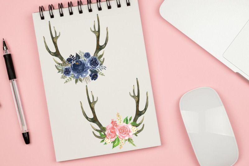 boho-deer-an-flowers-horns-antlers-deer-floral-bouquets