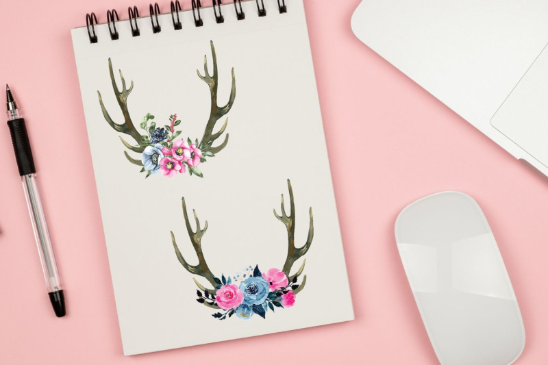 boho-deer-an-flowers-horns-antlers-deer-floral-bouquets