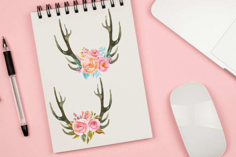 boho-deer-an-flowers-horns-antlers-deer-floral-bouquets