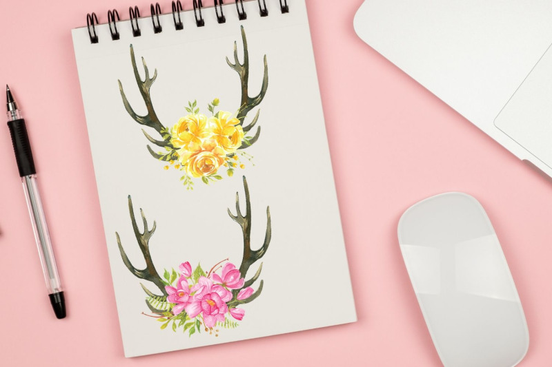 boho-deer-an-flowers-horns-antlers-deer-floral-bouquets