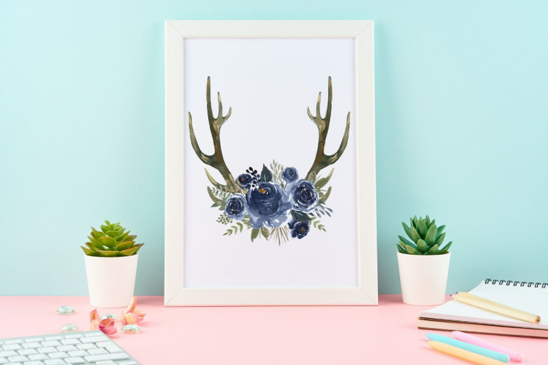 boho-deer-an-flowers-horns-antlers-deer-floral-bouquets