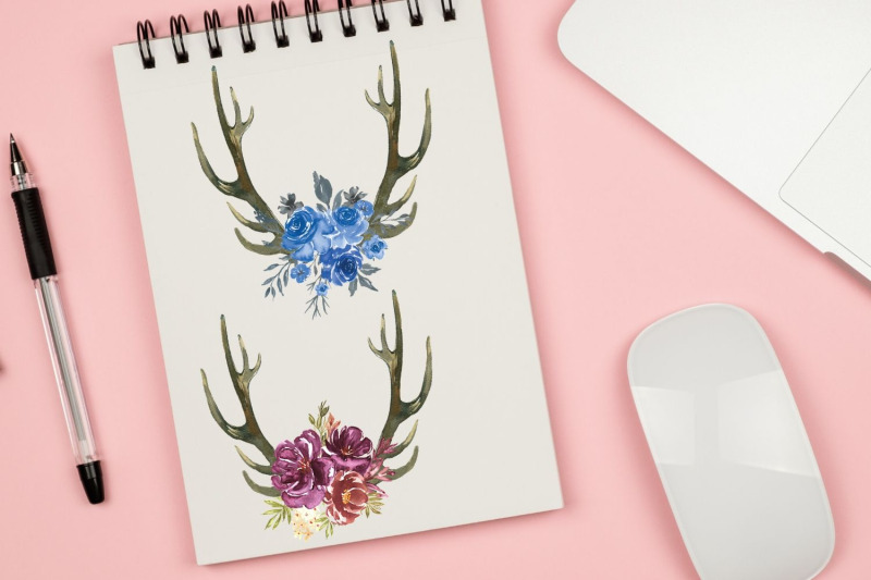 boho-deer-an-flowers-horns-antlers-deer-floral-bouquets