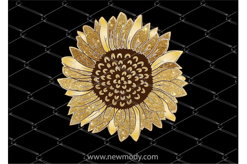 glitter-sunflower-clipart-sunflower-sublimation-design