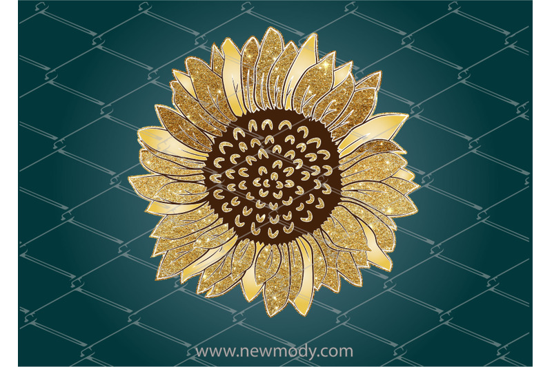 glitter-sunflower-clipart-sunflower-sublimation-design