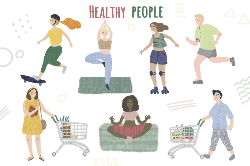 healthy-lifestyle-people-illustrations-set