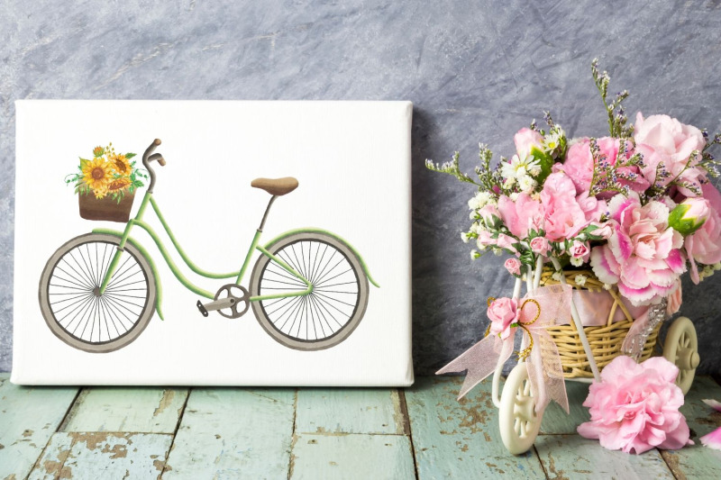watercolor-bikes-rustic-bike-with-flowers-rustic-bikes