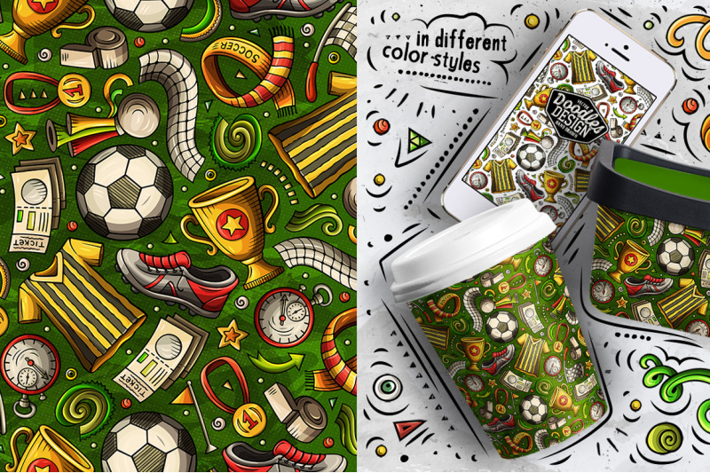 soccer-cartoon-doodle-seamless-patterns-set