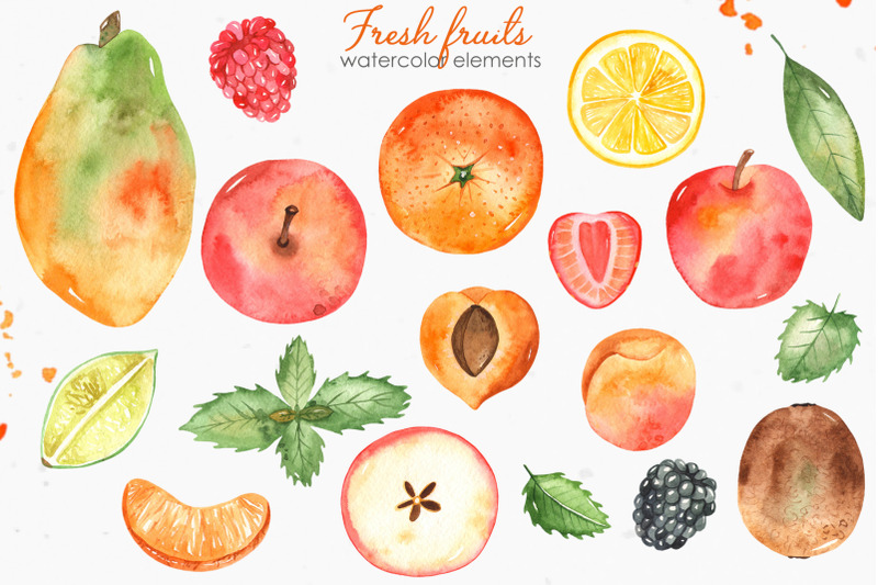 watercolor-fresh-fruits-and-berries-clipart-frames-seamless-pattern
