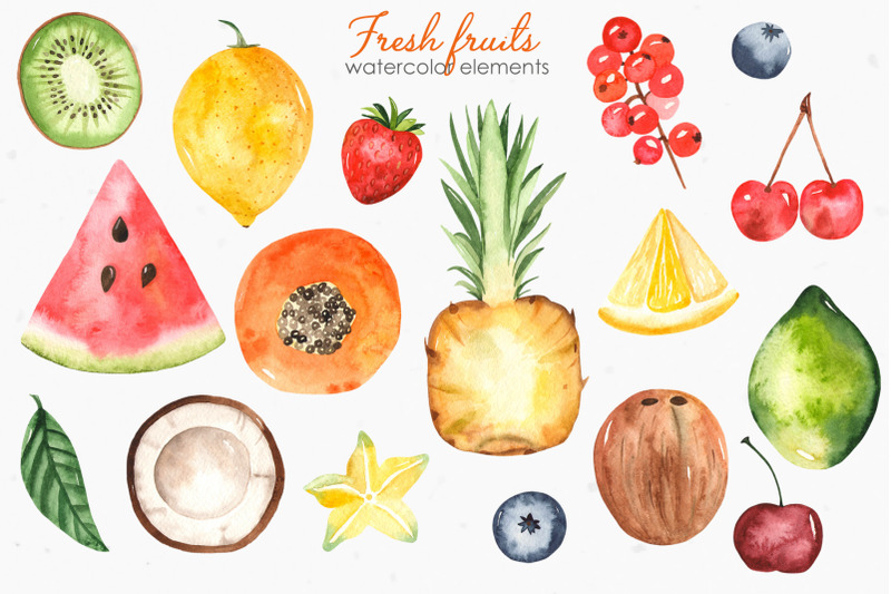 watercolor-fresh-fruits-and-berries-clipart-frames-seamless-pattern