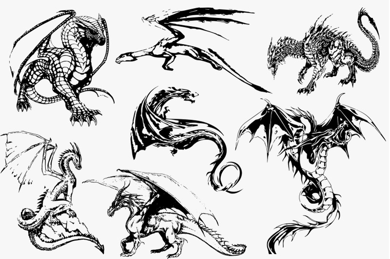 18-dragons-hand-drawn-vector-illustrations