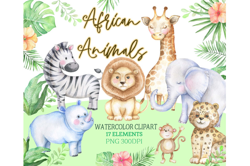 watercolor-african-animals-safari-zoo-clipart-baby-shower-kid-png-afri