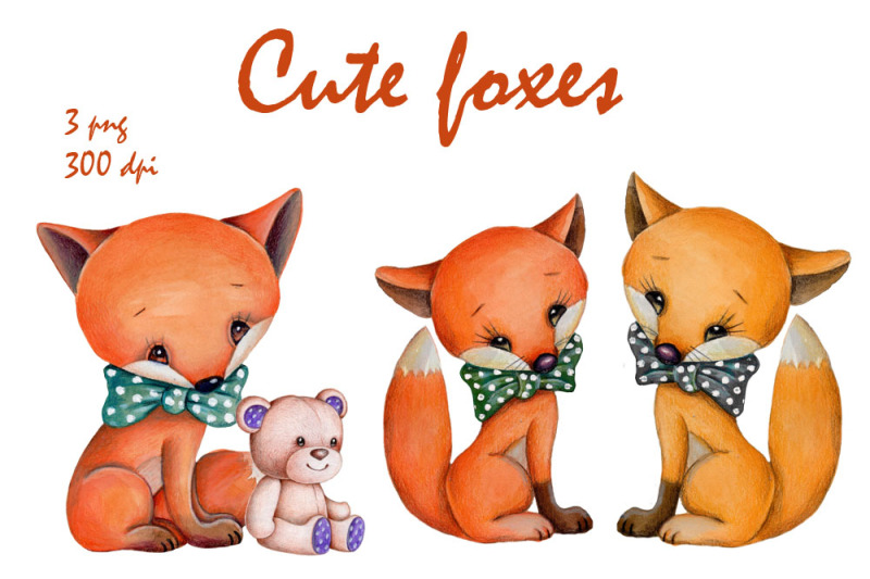 three-foxes-watercolor-illustrations