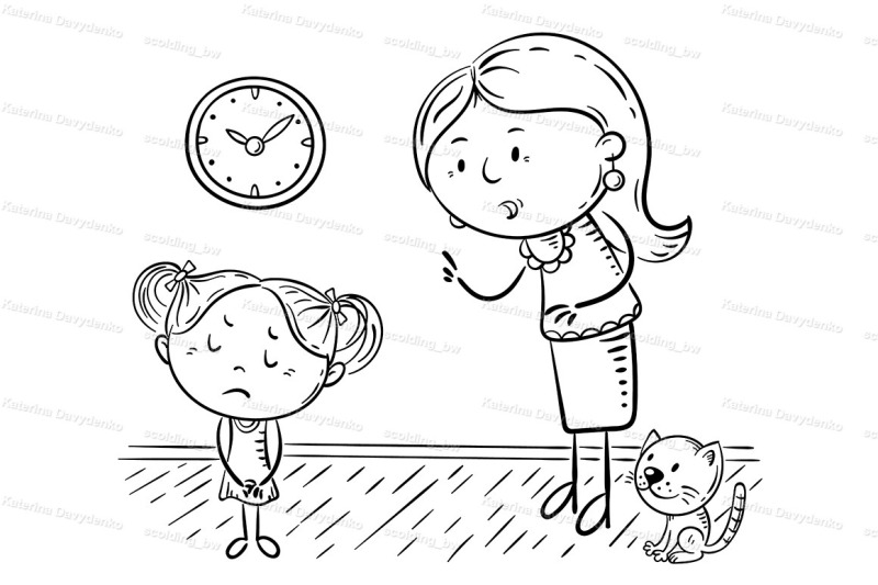 mother-scolding-her-upset-daughter-cartoon-illustration