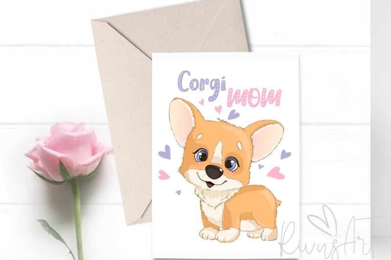 corgi-mom-digital-print-4-sizes-printable-postcard-download-cute-co