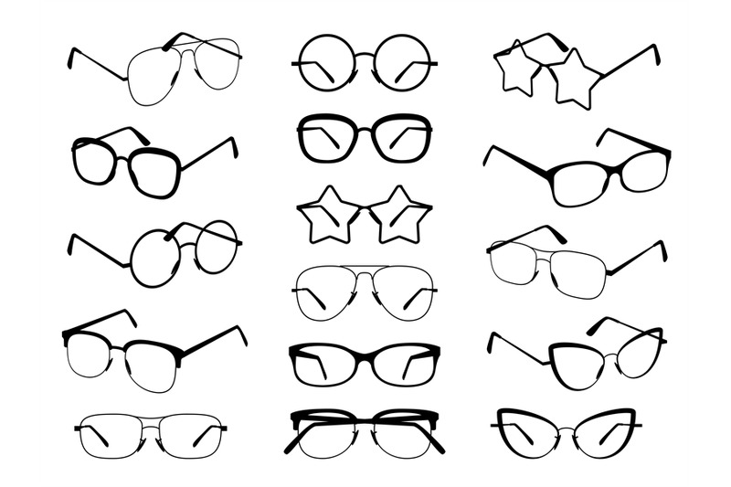 glasses-silhouettes-modern-eyeglasses-fashion-black-eyewear-symbols