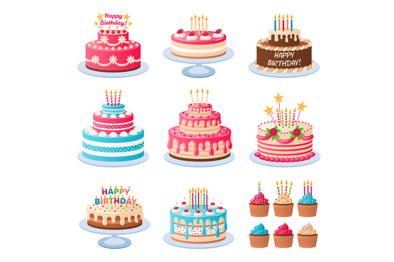 cartoon-cakes-colorful-delicious-desserts-birthday-cake-with-celebra