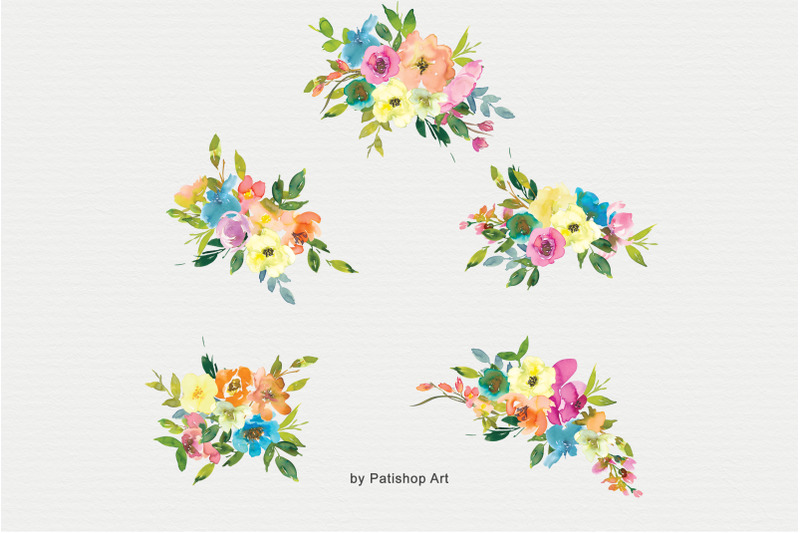 colorful-watercolor-spring-floral-clip-art-collection