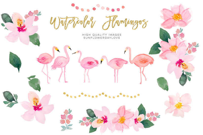 tropical-watercolor-clipart-pink-tropical-clipart-flamingo