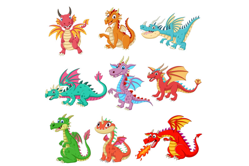 cartoon-dragon-collection-set