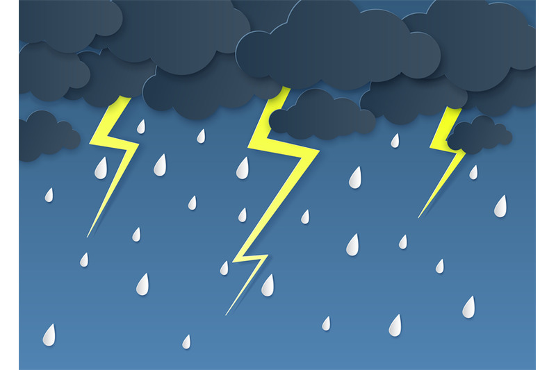 rain-thunder-lightning-paper-cut-rainy-season-heavy-rain-falling-wat