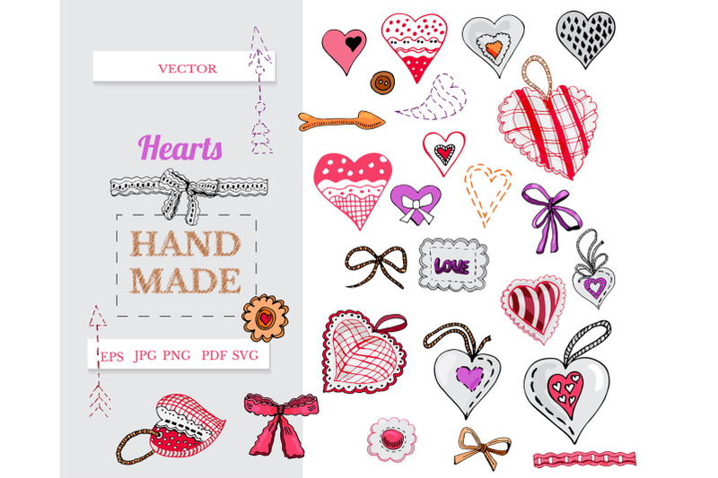 hand-drawn-sewing-hearts-set-of-vector-red-color-items