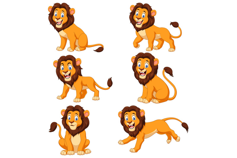 cartoon-lions-collection-set