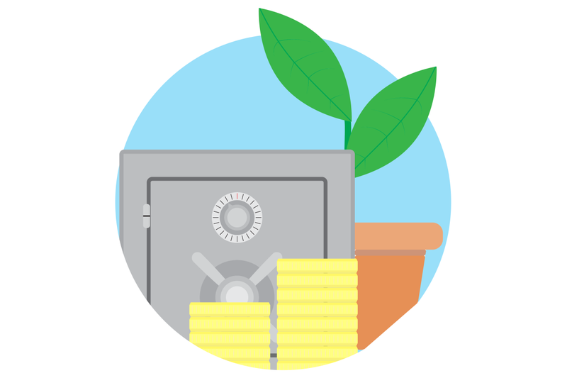 safety-deposit-box-contribution-growth-icon-vector