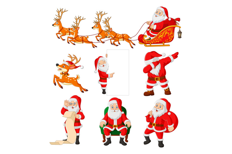 cartoon-santa-claus-collection-set