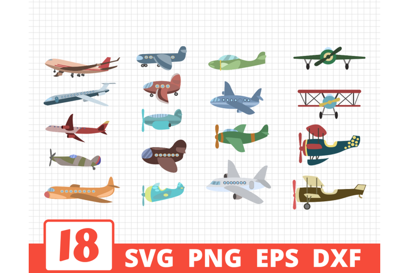 airplanes-svg-bundle-colored-silhouette-outline-cricut-plane