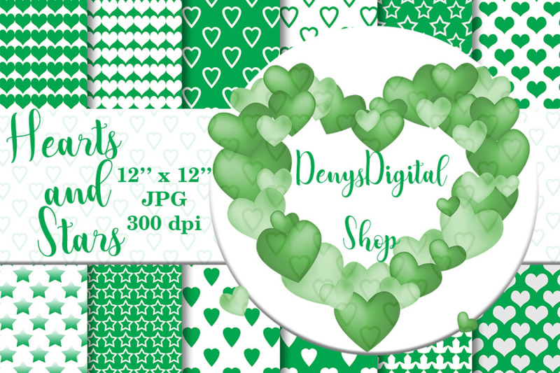 green-heart-stars-patterned-green-white-stars-off-sale