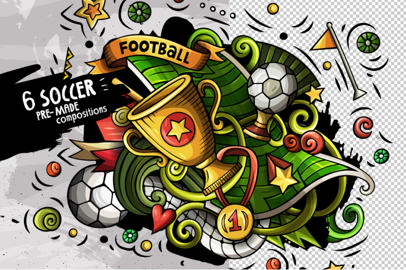 football-doodle-vector-designs-set