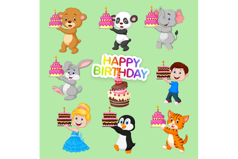 cute-animal-and-people-birthday-cake-set